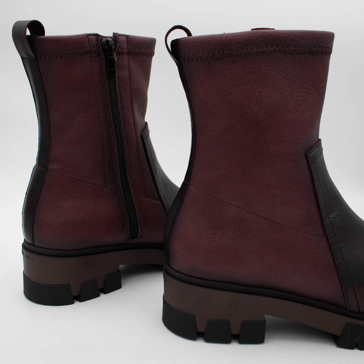 Jose Saenz Noelia Burgundy Leather Stretch Ankle Boots