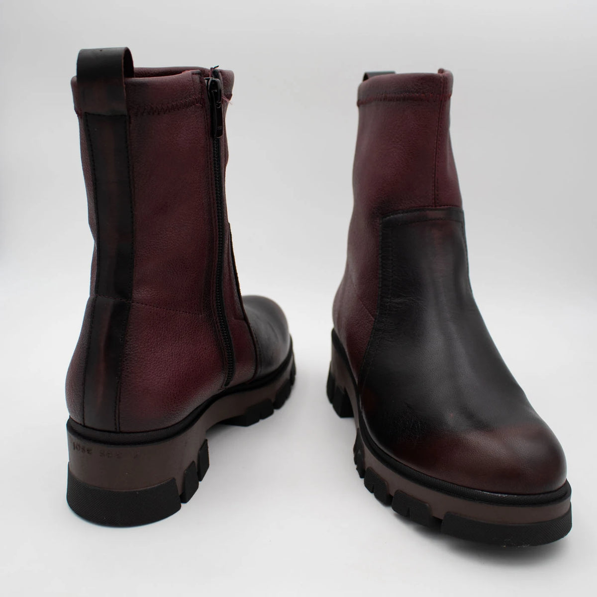 Jose Saenz Noelia Burgundy Leather Stretch Ankle Boots