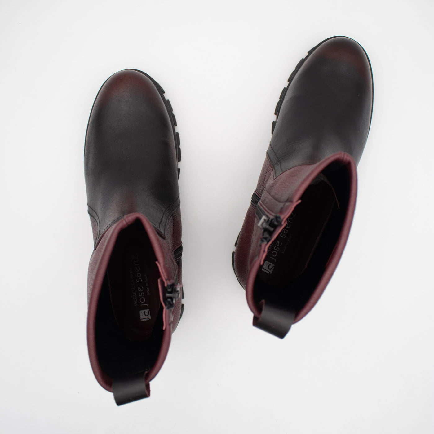 Jose Saenz Noelia Burgundy Leather Stretch Ankle Boots