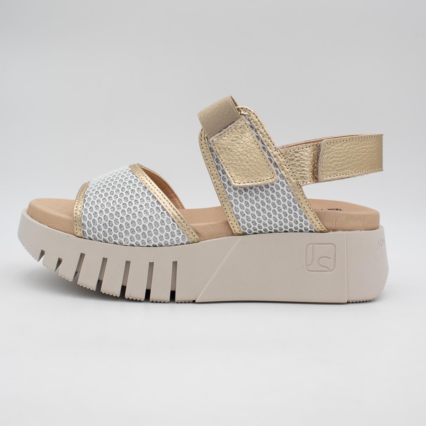 Jose Saenz Gold White Sandal (Wide Fit) – 4235 CHAMPAGNE/BLANCO
