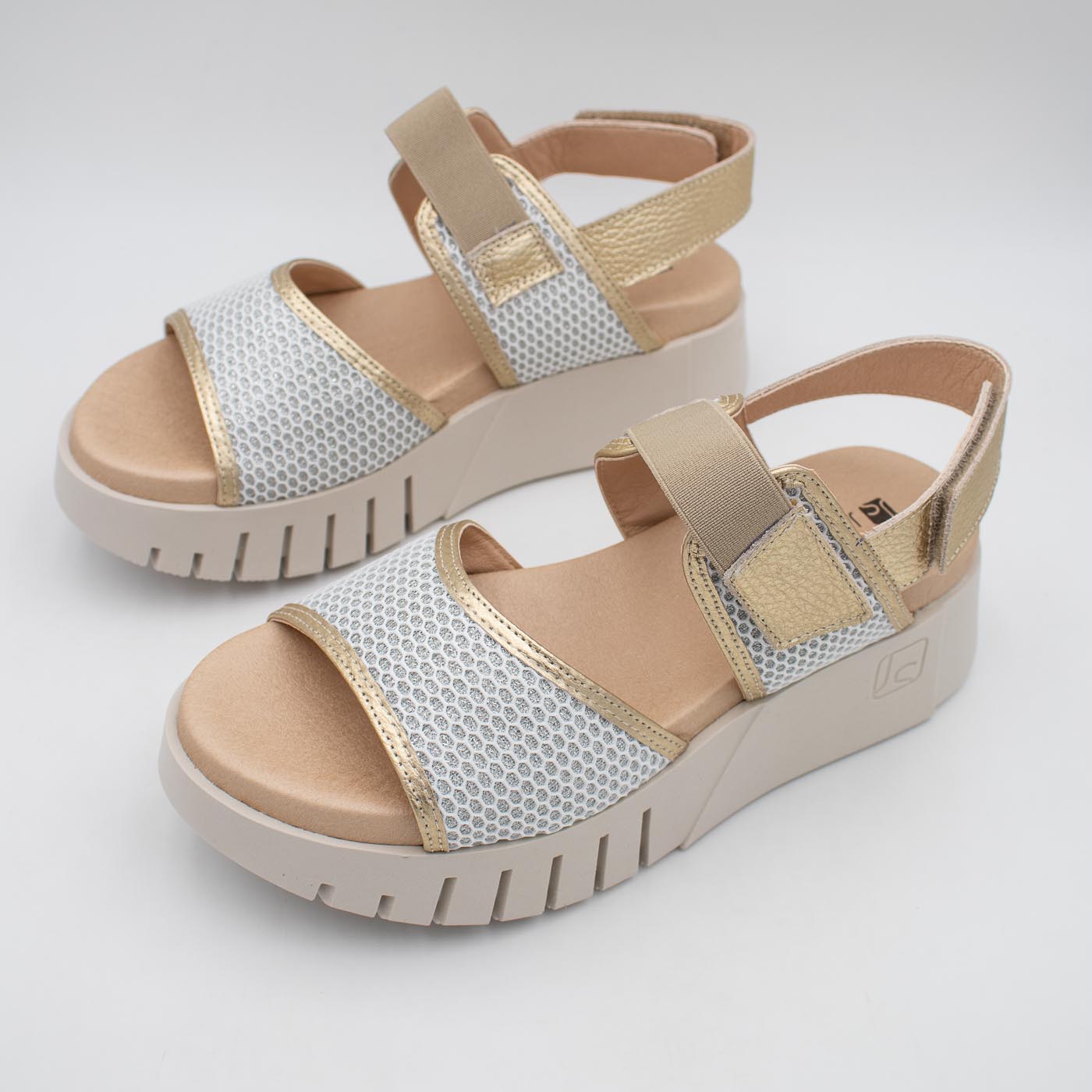 Jose Saenz Gold White Sandal (Wide Fit) – 4235 CHAMPAGNE/BLANCO