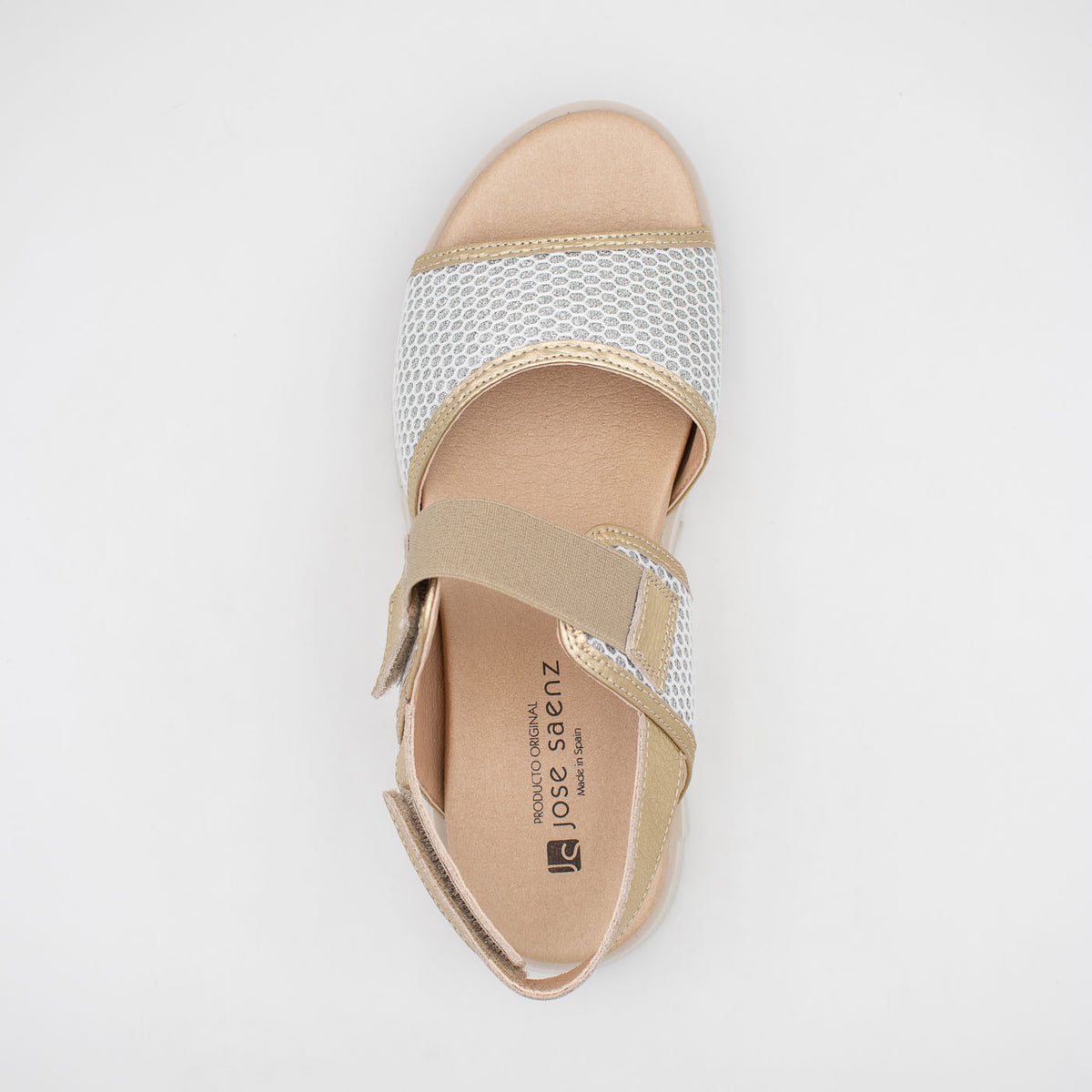 Jose Saenz Gold White Sandal (Wide Fit) – 4235 CHAMPAGNE/BLANCO