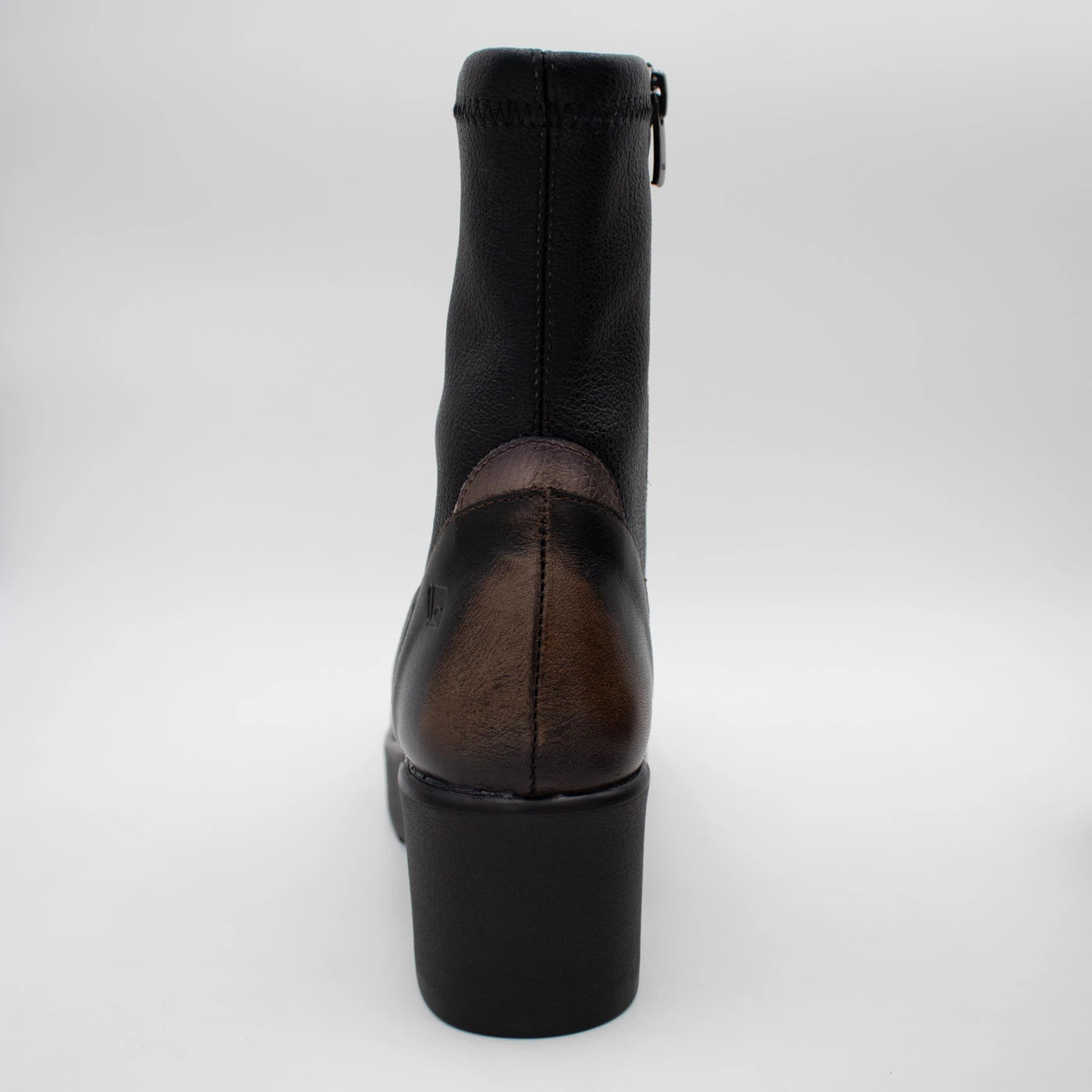 Jose Saenz Nieves Black Leather Stretch Wedge Ankle Boots