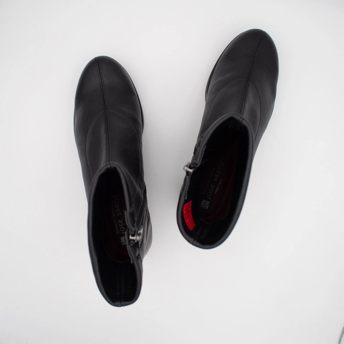 Jose Saenz Nieves Black Leather Stretch Wedge Ankle Boots