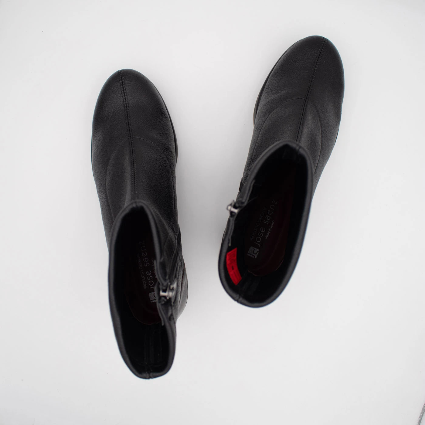 Jose Saenz Nieves Black Leather Stretch Wedge Ankle Boots