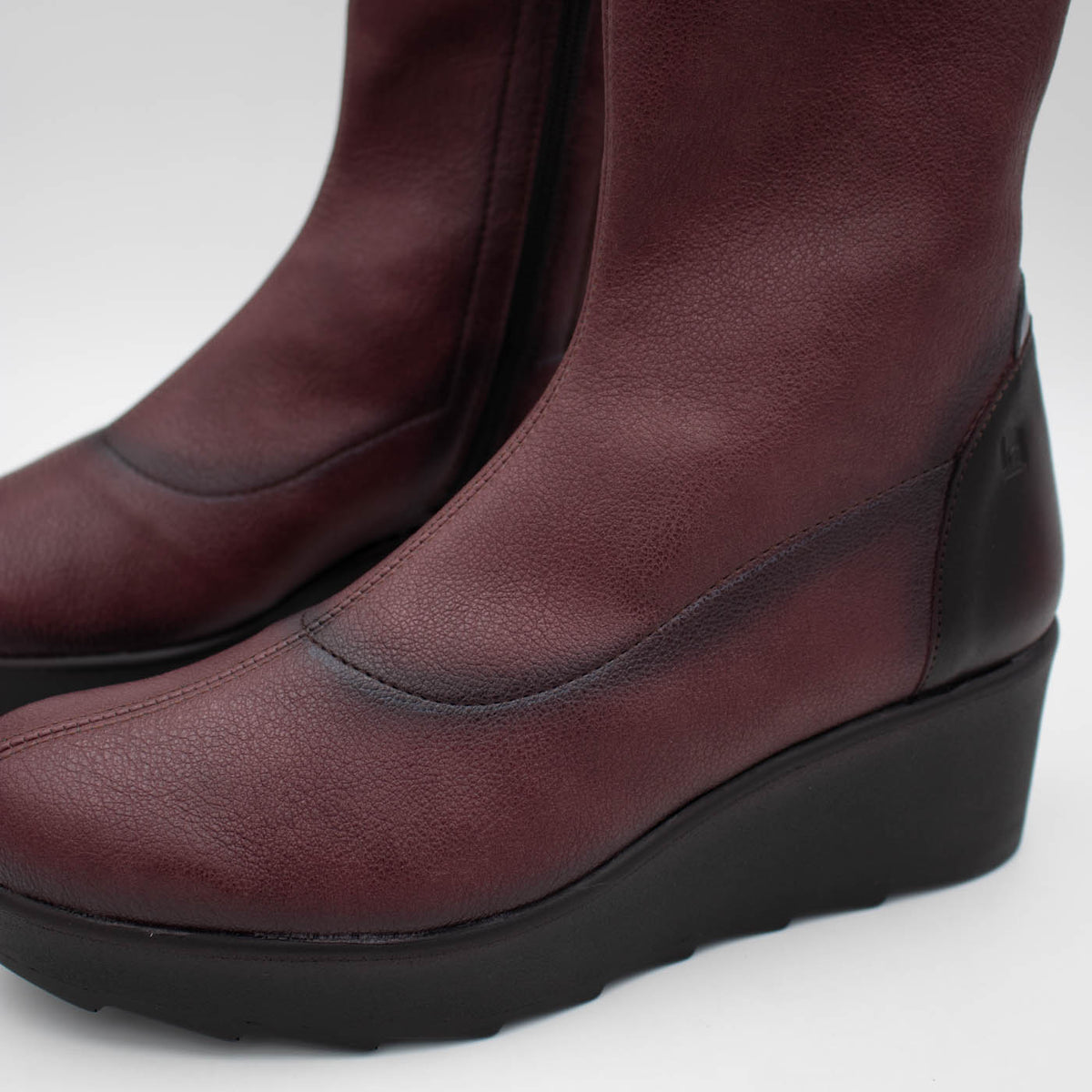 Jose Saenz Nieves Burgundy Stretch Wedge Ankle Boots