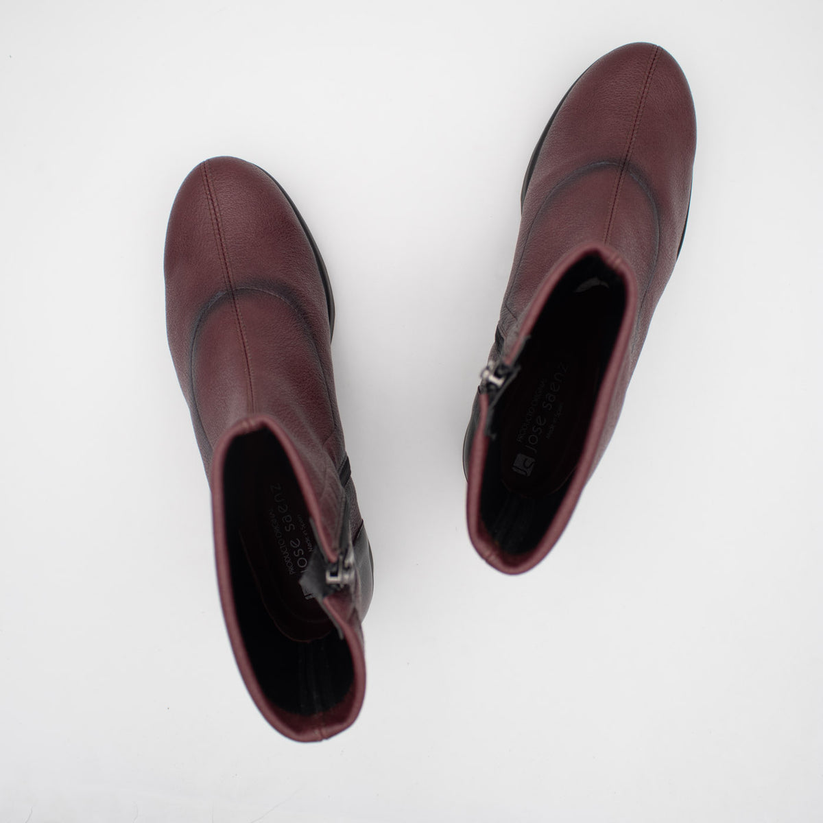 Jose Saenz Nieves Burgundy Stretch Wedge Ankle Boots