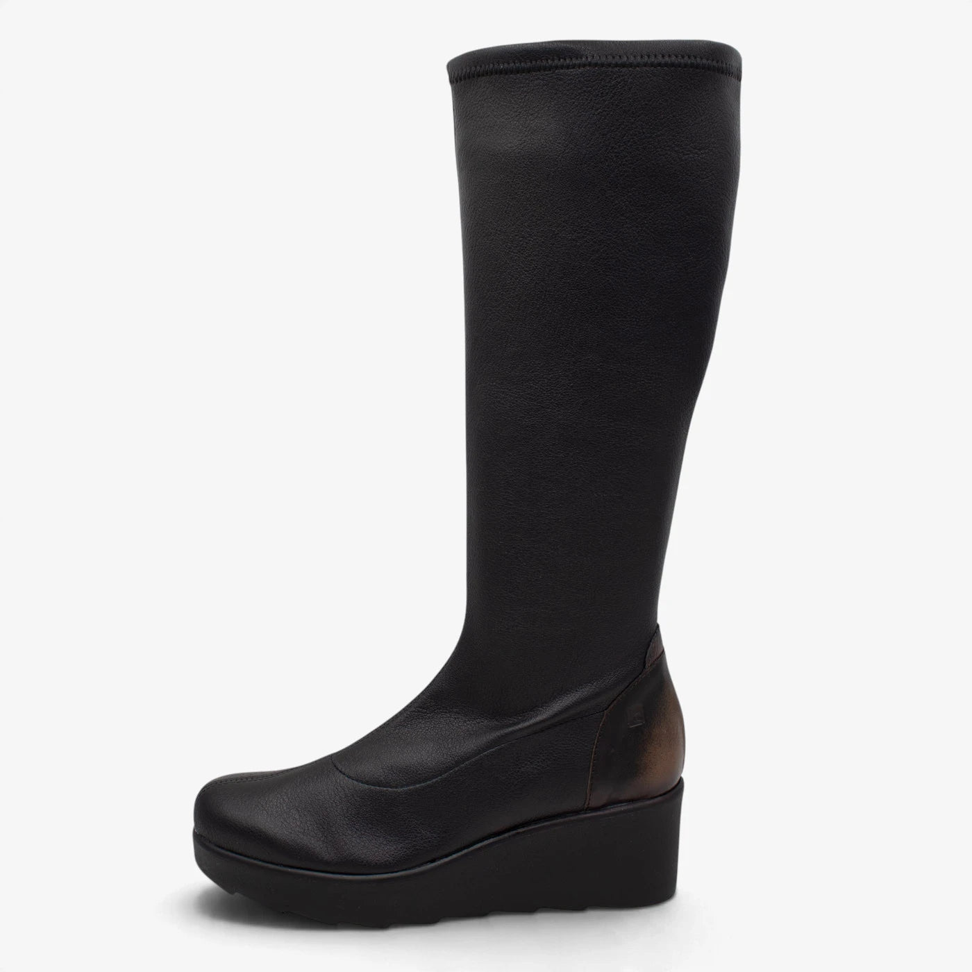 Jose Saenz Nieves Black Stretch Knee-High Wedge Boots