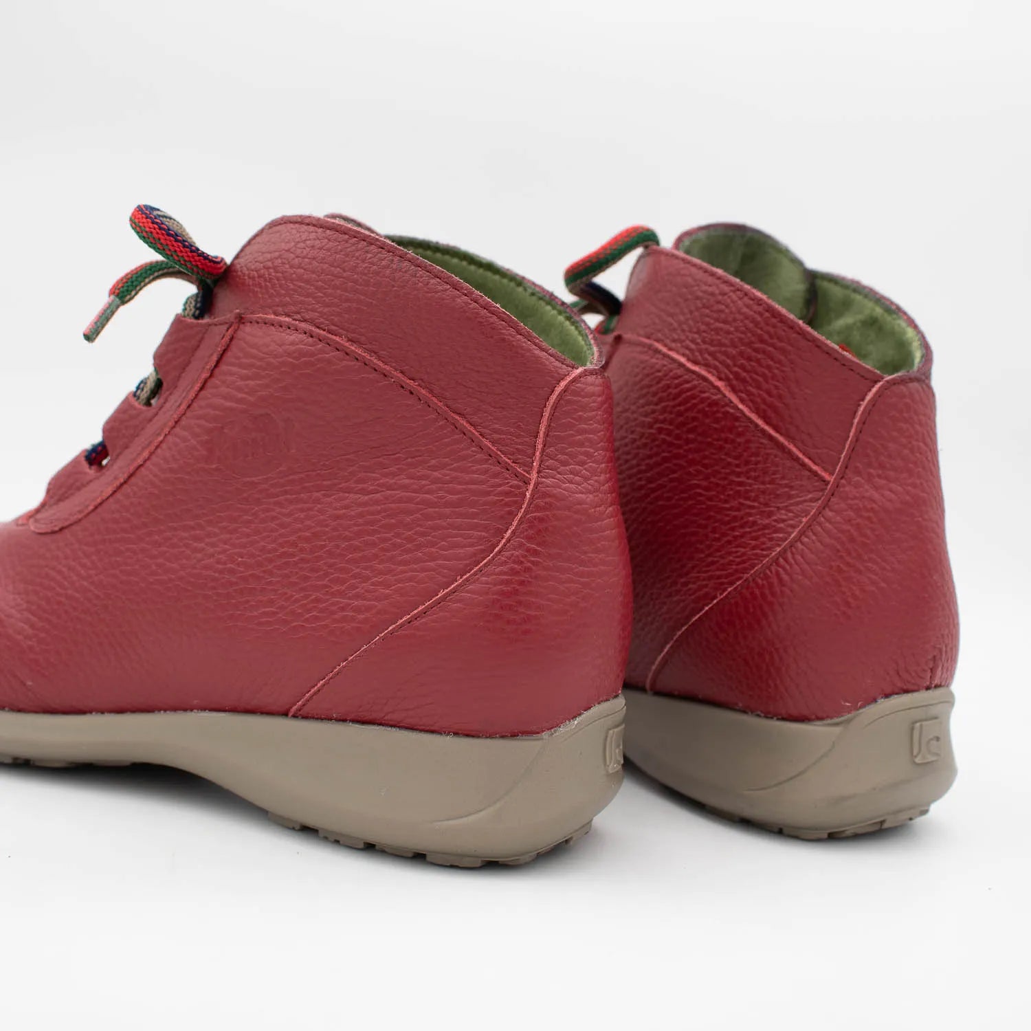 Jose Saenz Red Leather Ankle Boots with Cushioned Sole