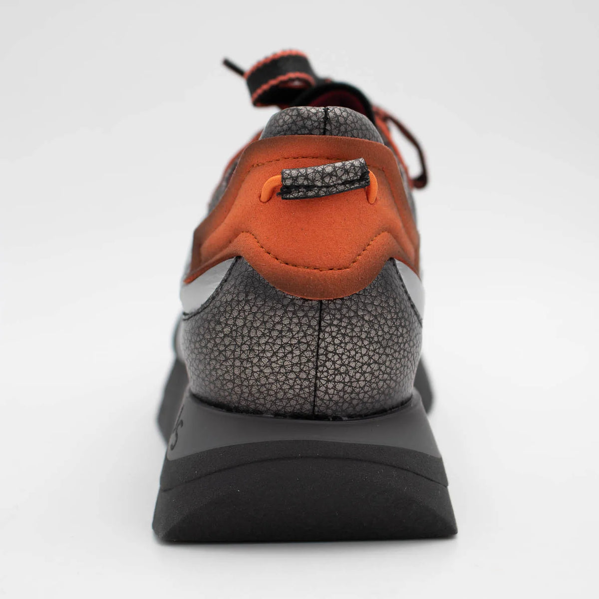 Jose Saenz Platinum & Gunmetal Platform Trainers with Orange Trim - Leavys Shoes