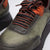 Jose Saenz Khaki Leather Platform Trainers with Orange Trim