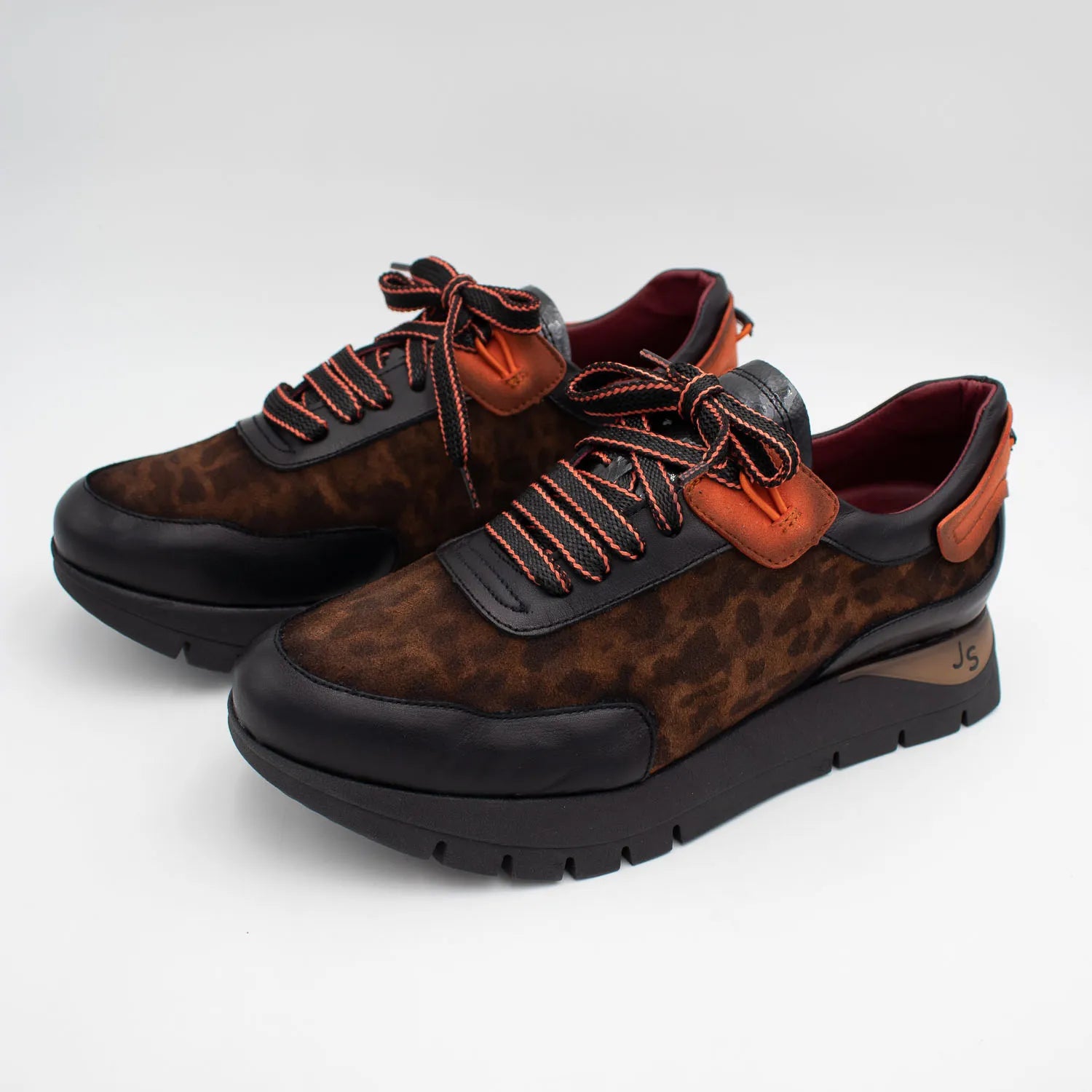 Jose Saenz Leopard Mix Leather Trainers