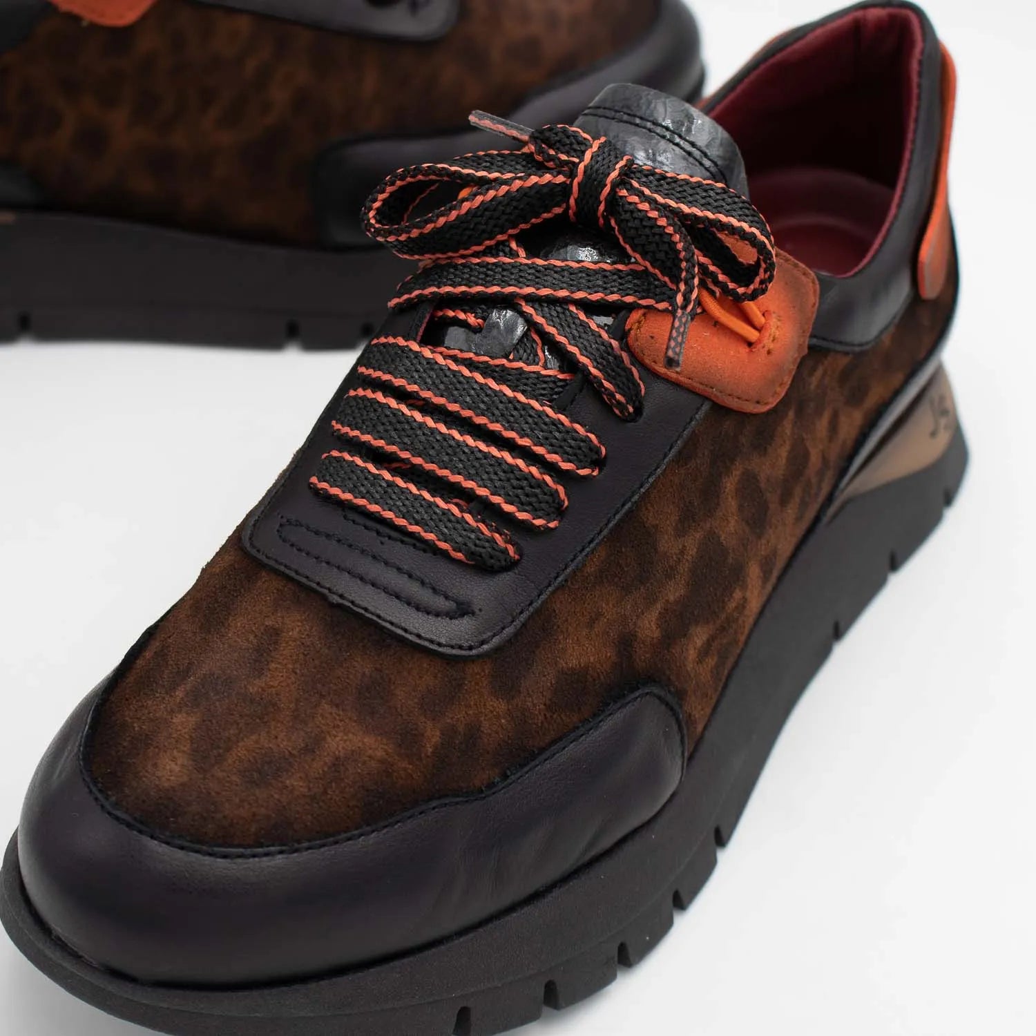 Jose Saenz Leopard Mix Leather Trainers