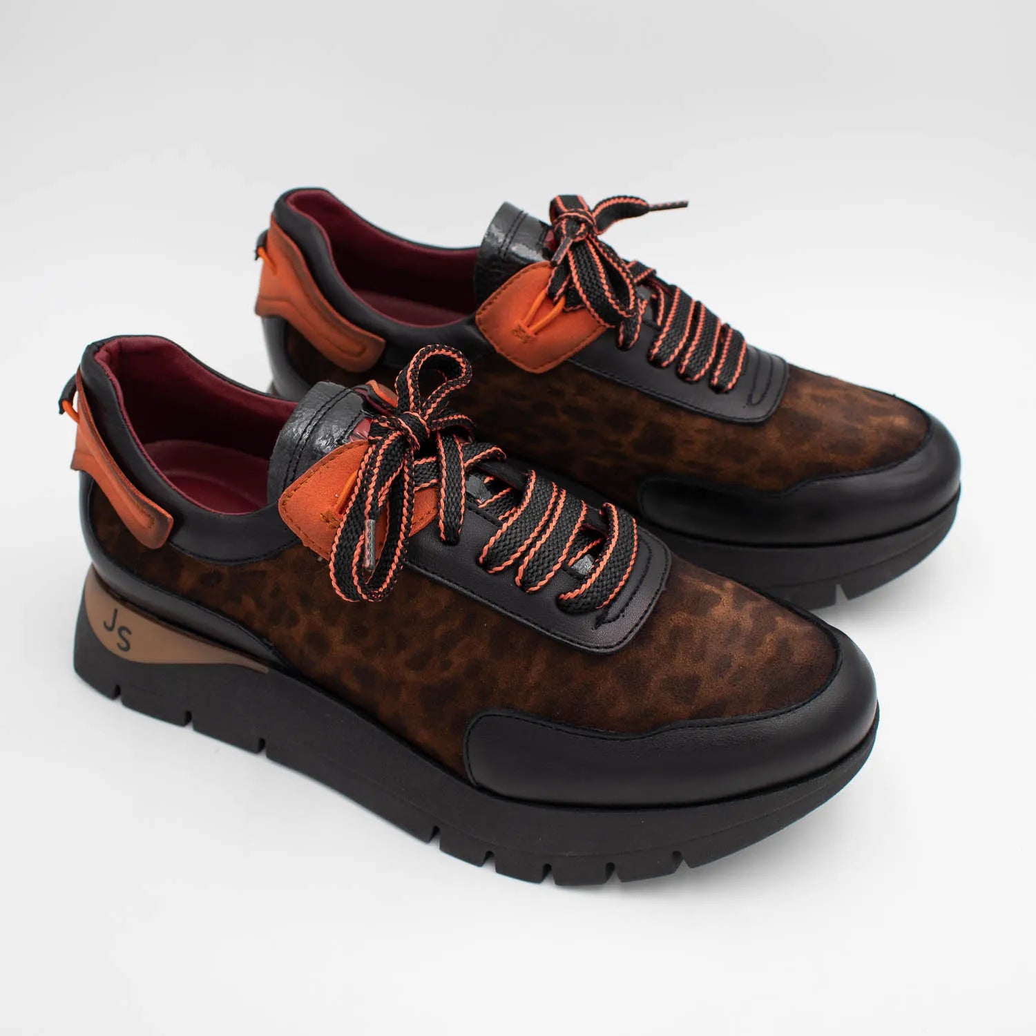 Jose Saenz Leopard Mix Leather Trainers - Leavys Shoes