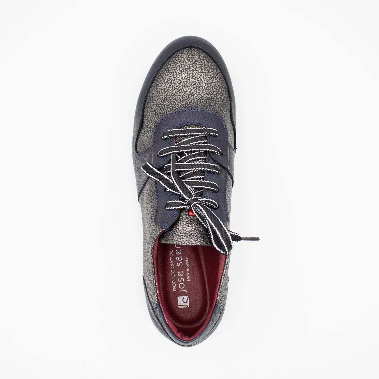 Jose Saenz Navy & Pewter Platform Leather Trainers
