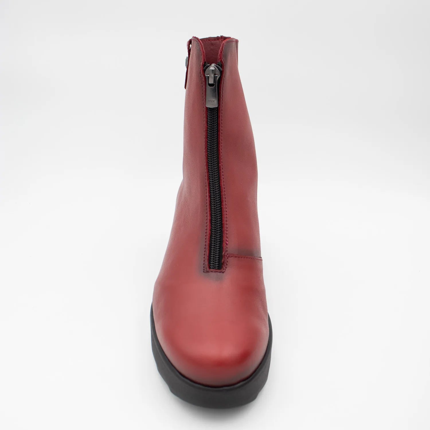 Jose Saenz Teja Red Front-Zip Wedge Ankle Boots
