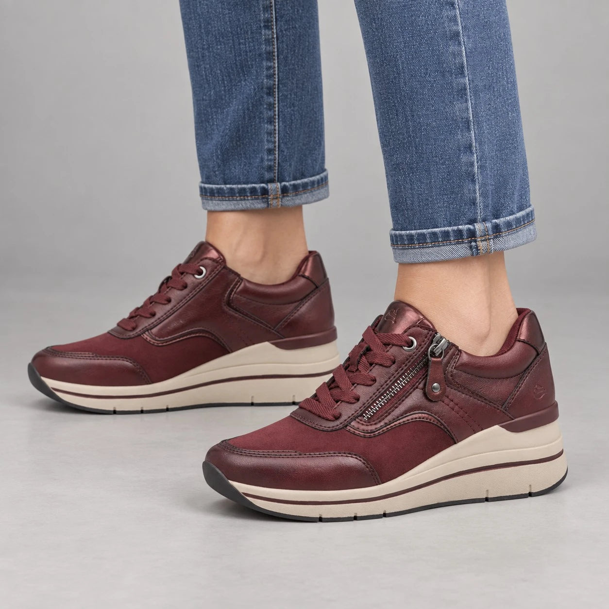 Jana Softline Bordeaux Wide Fit Wedge Trainers