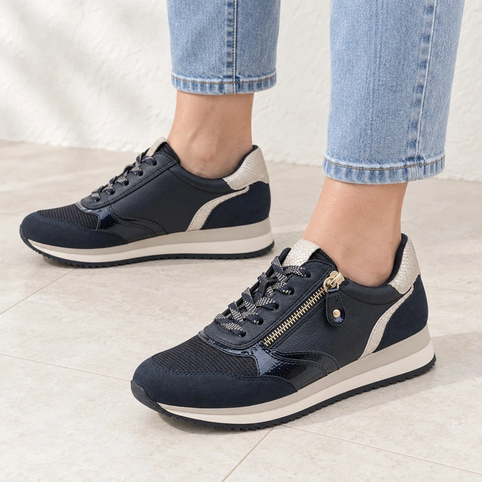 Jana Softline Navy Wide Fit Zip Trainers