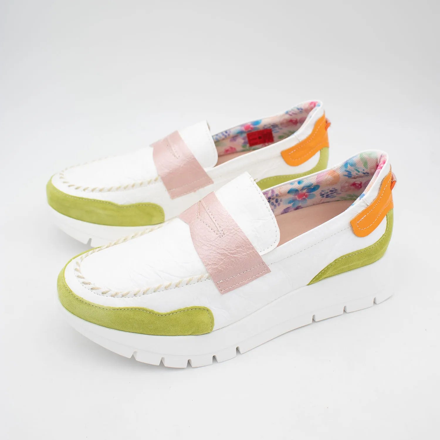 Jose Saenz White & Green Moccasin-Style Shoe – Sporty & Chic - Leavys Shoes