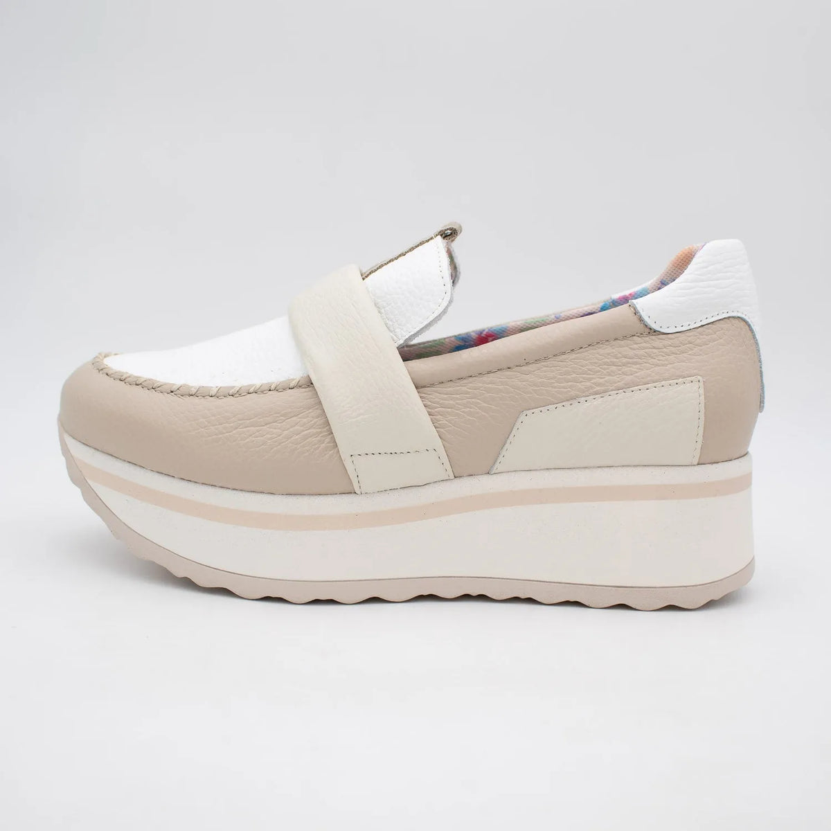 Jose Saenz Women’s Slip-On Moccasin – White, Beige &amp; Cream - Leavys Shoes