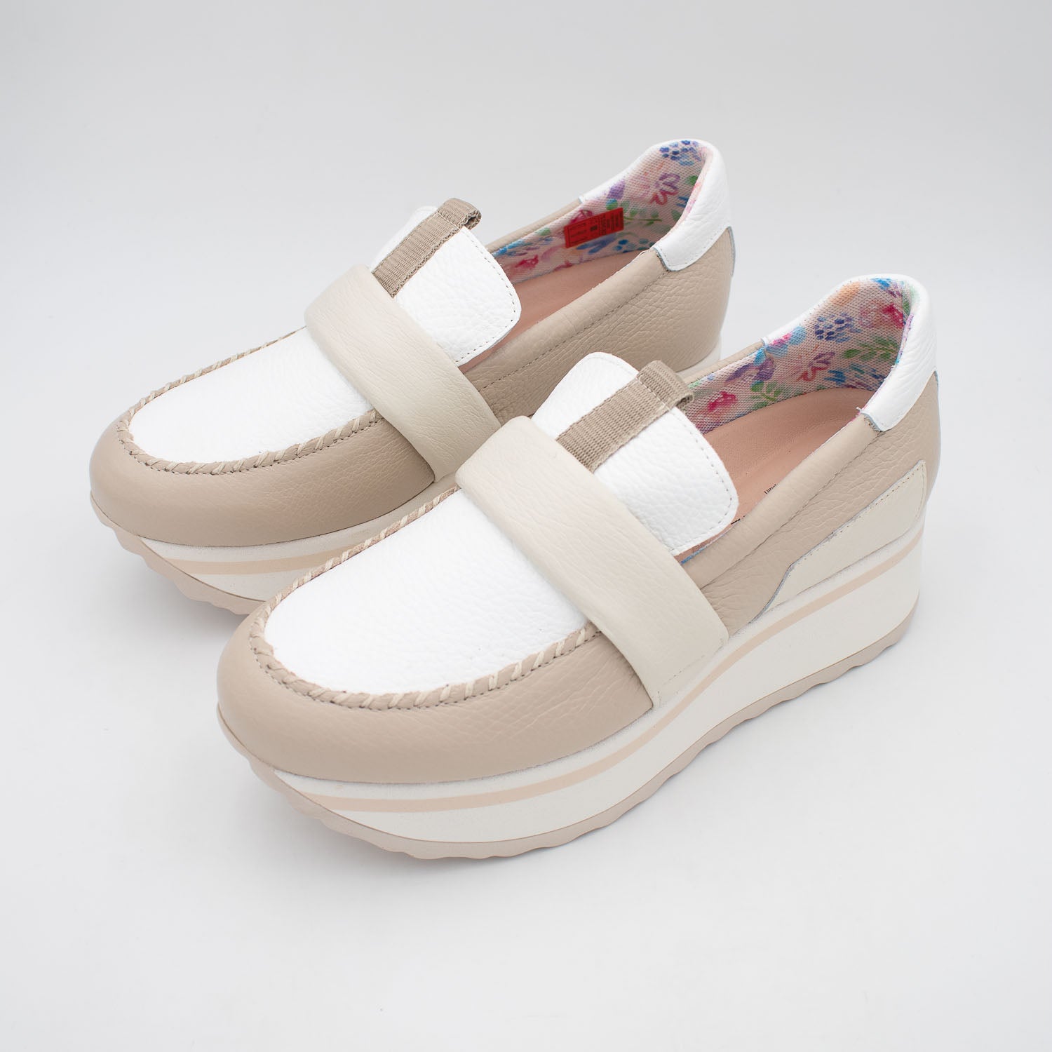 Jose Saenz Women’s Slip-On Moccasin – White, Beige & Cream