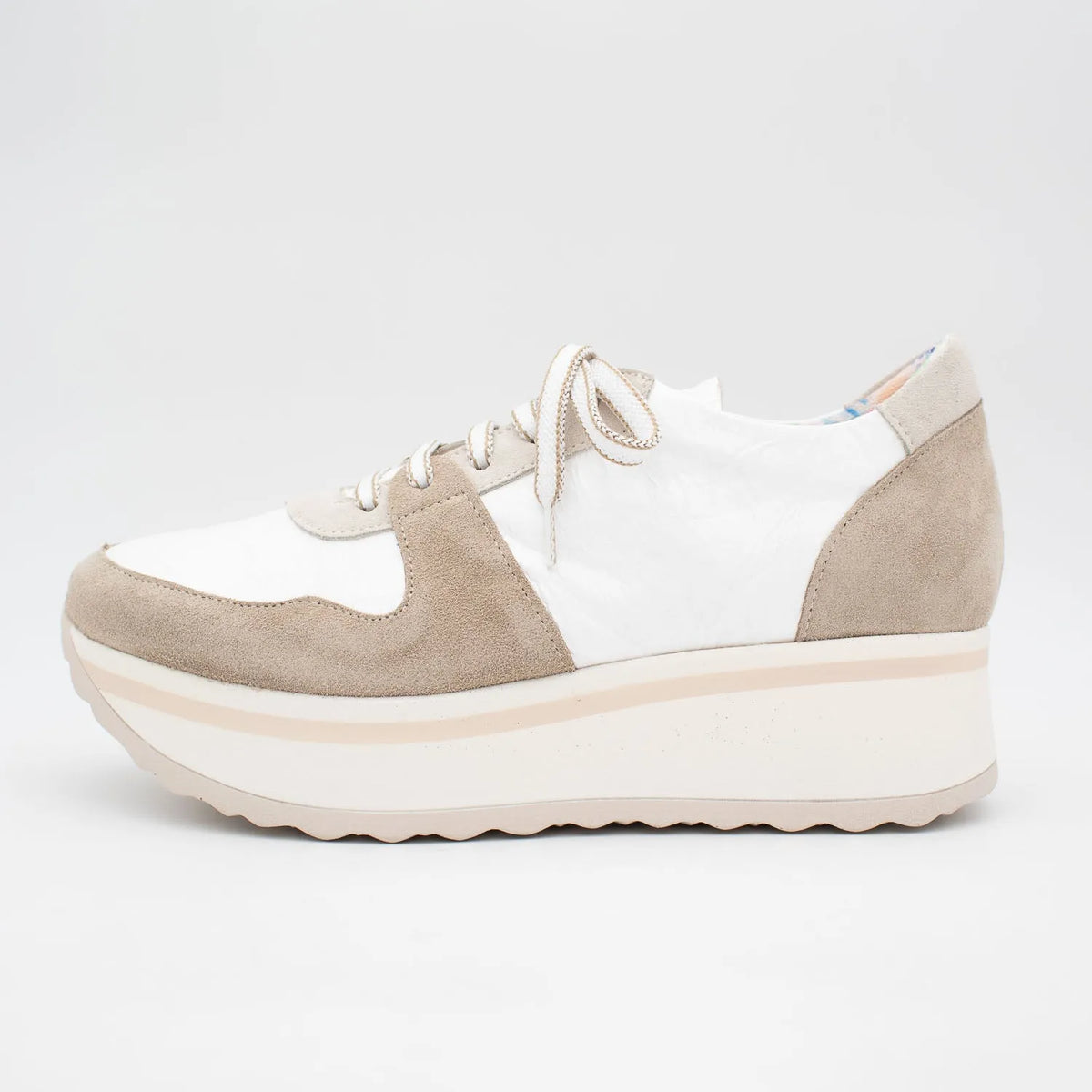 Jose Saenz Beige &amp; Grey Runner – Textured Leather &amp; Suede - Leavys Shoes