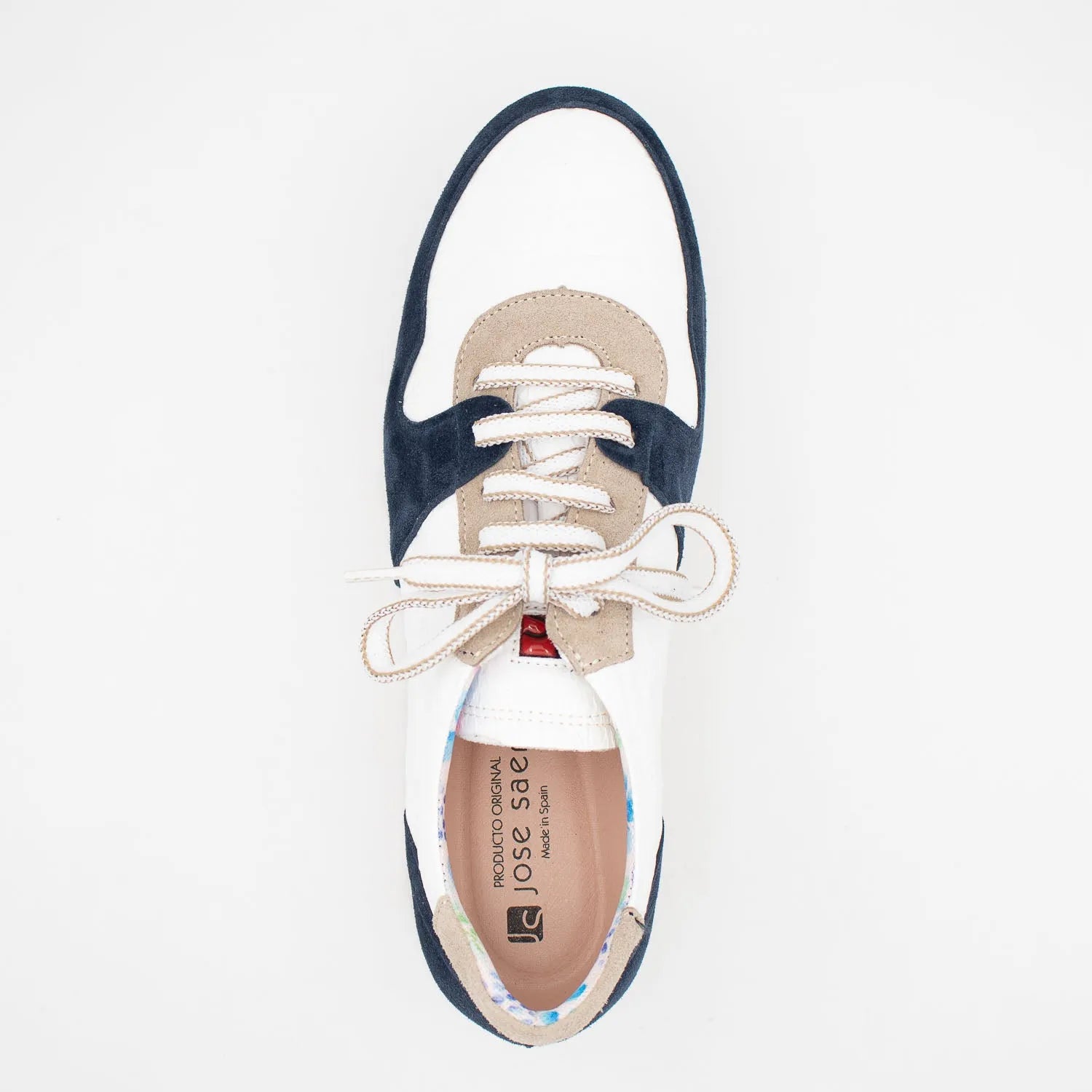 Jose Saenz Navy & Beige Runner – Suede & Textured Leather - Leavys Shoes