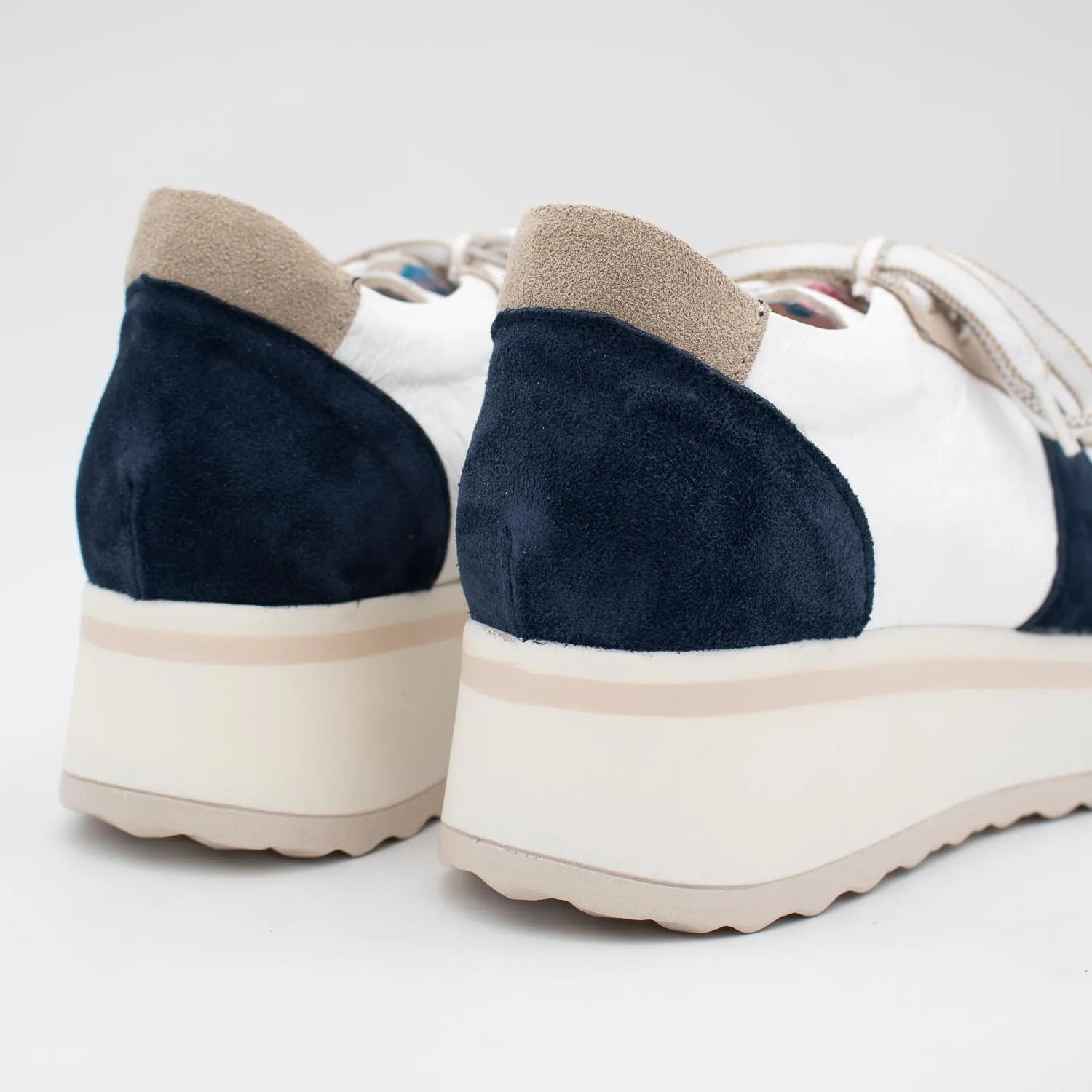 Jose Saenz Navy & Beige Runner – Suede & Textured Leather - Leavys Shoes