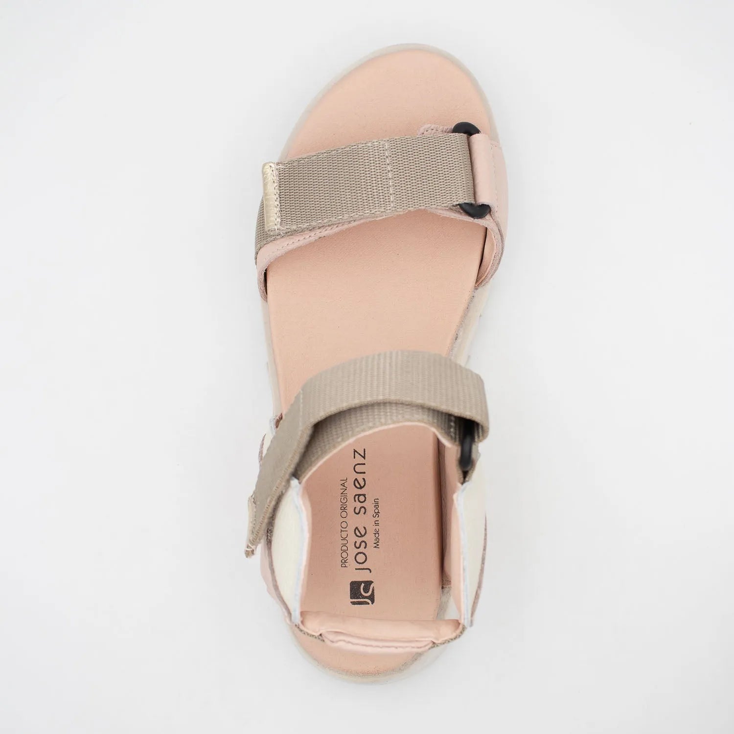 Jose Saenz Beige & Pink Velcro Sandal – Chic & Comfortable Wedge - Leavys Shoes