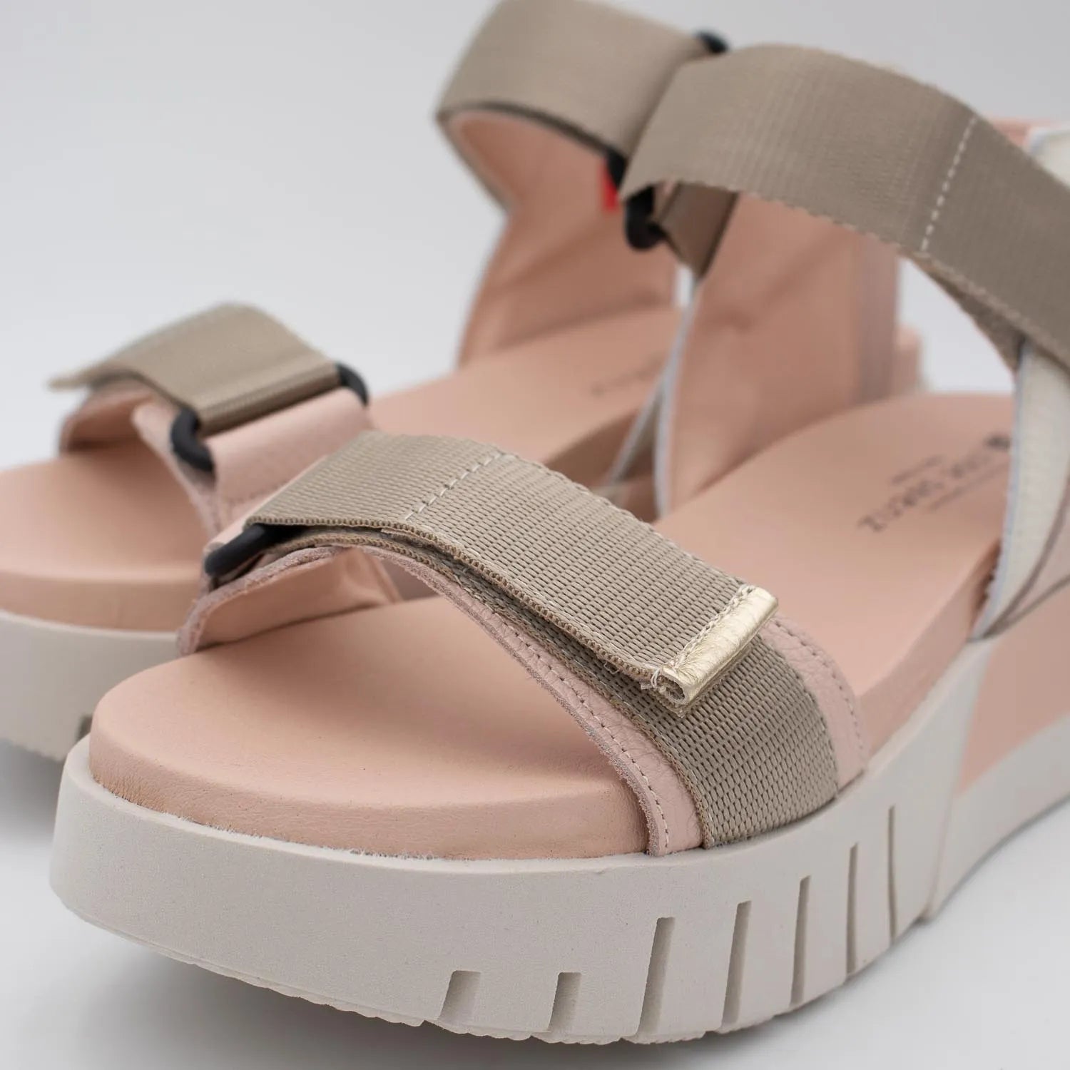 Jose Saenz Beige & Pink Velcro Sandal – Chic & Comfortable Wedge - Leavys Shoes