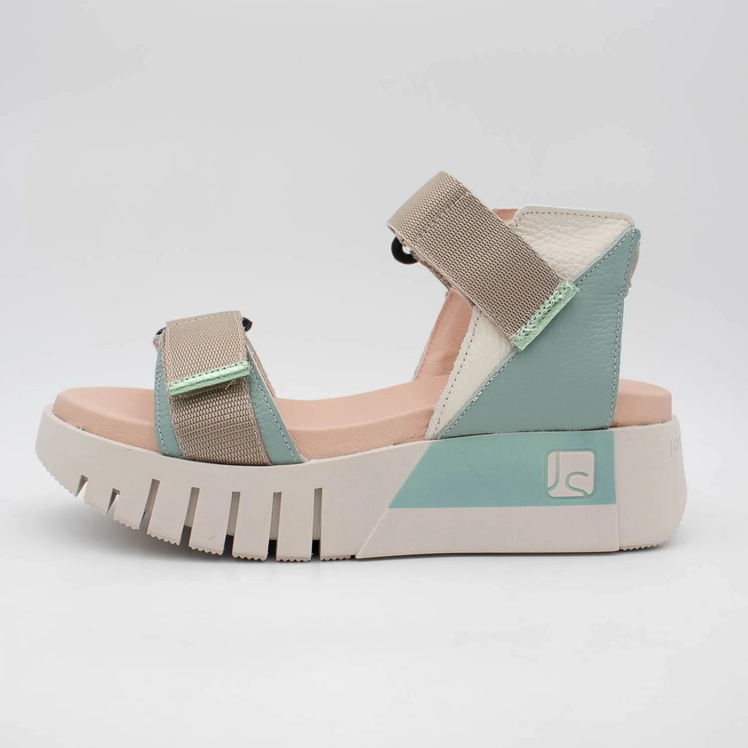 Jose Saenz Beige & Turquoise Velcro Sandal – Stylish & Trendy - Leavys Shoes