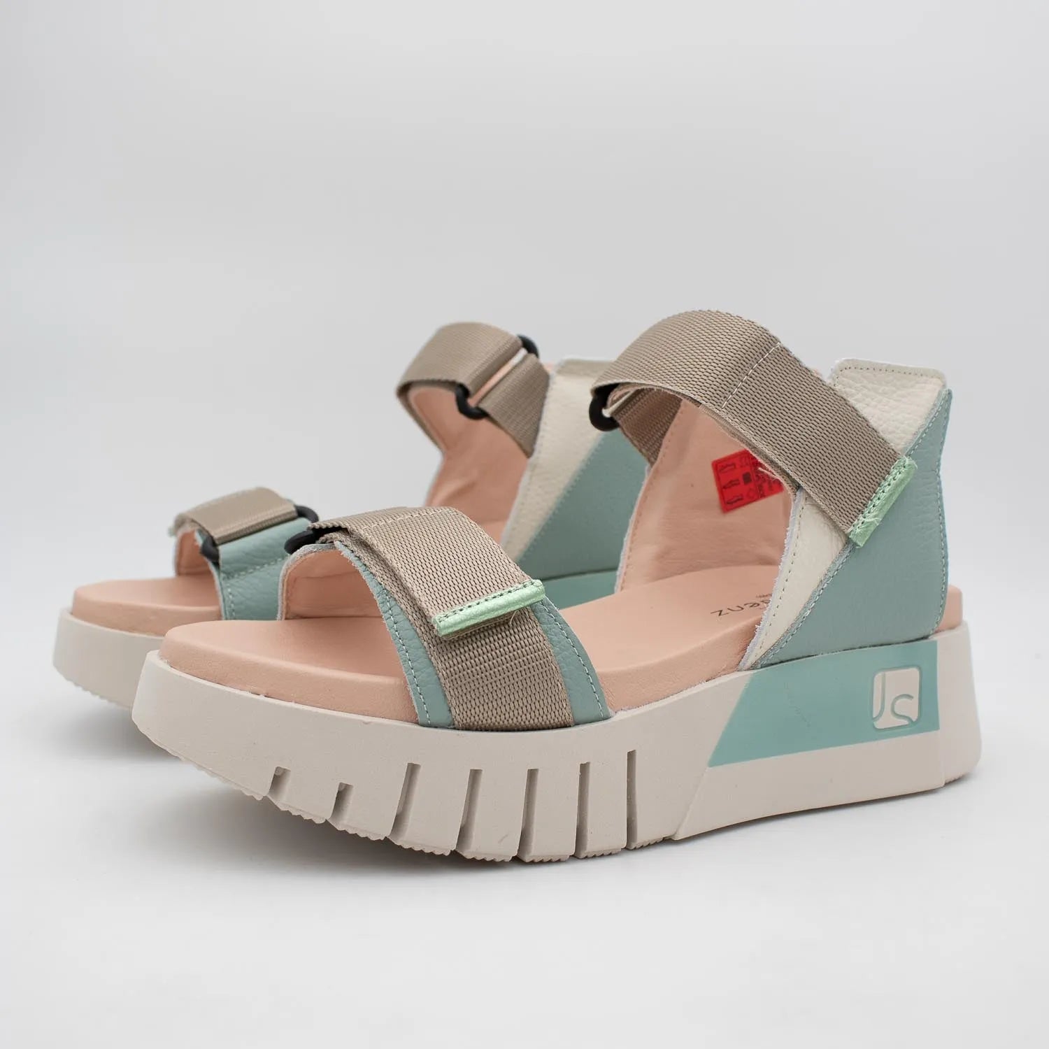 Jose Saenz Beige & Turquoise Velcro Sandal – Stylish & Trendy - Leavys Shoes