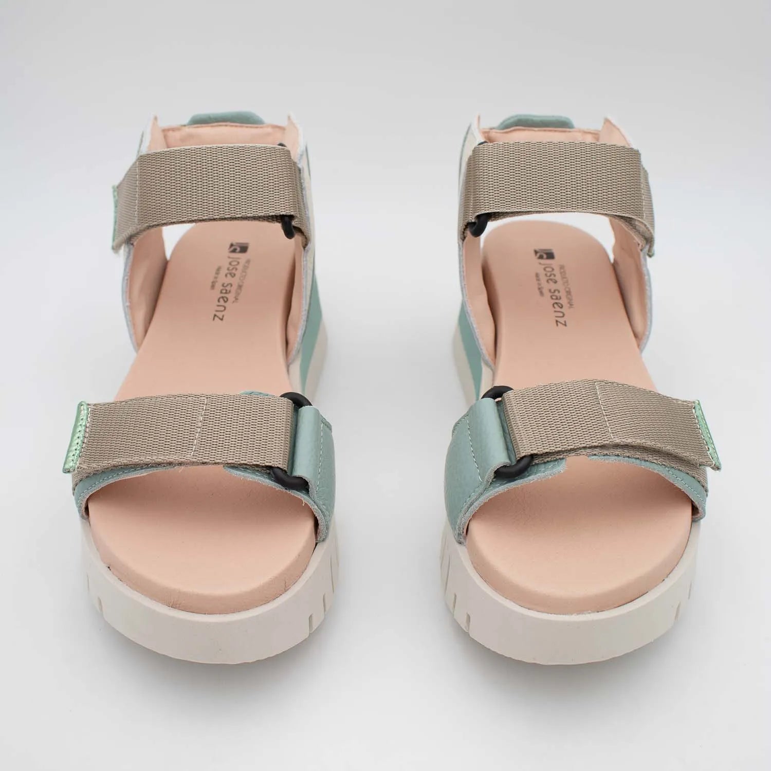 Jose Saenz Beige & Turquoise Velcro Sandal – Stylish & Trendy - Leavys Shoes