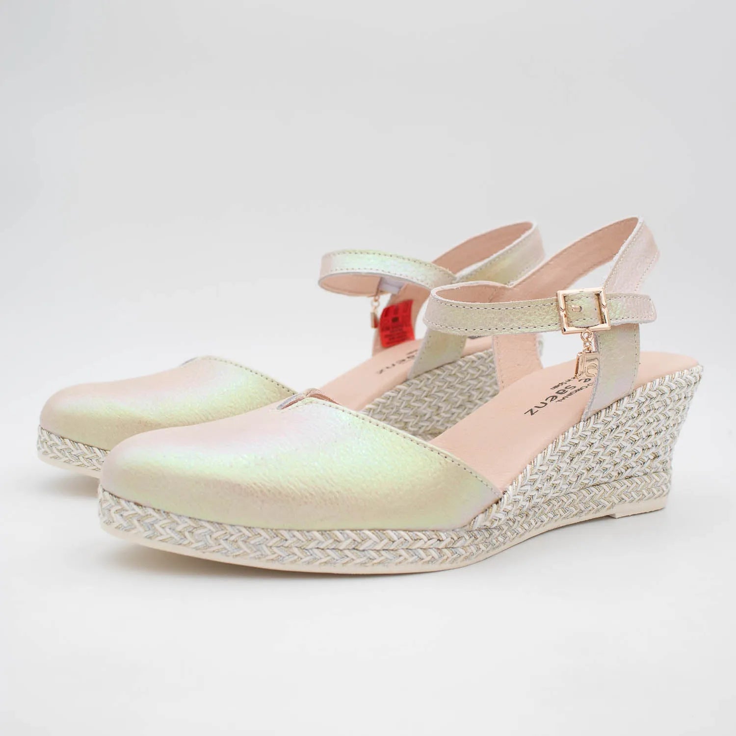 Jose Saenz Beige & Gold Espadrille Wedge – Elegant & Multicolour Shine - Leavys Shoes