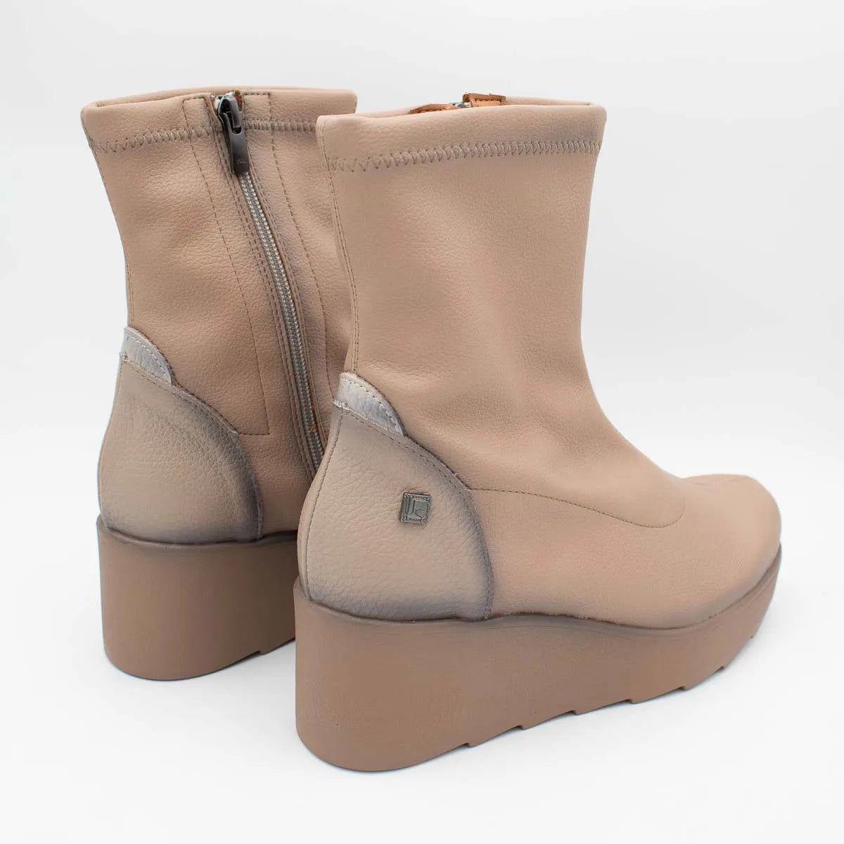 Jose Saenz 6427 Taupe/Beige Wedge Ankle Boots - Leavys Shoes
