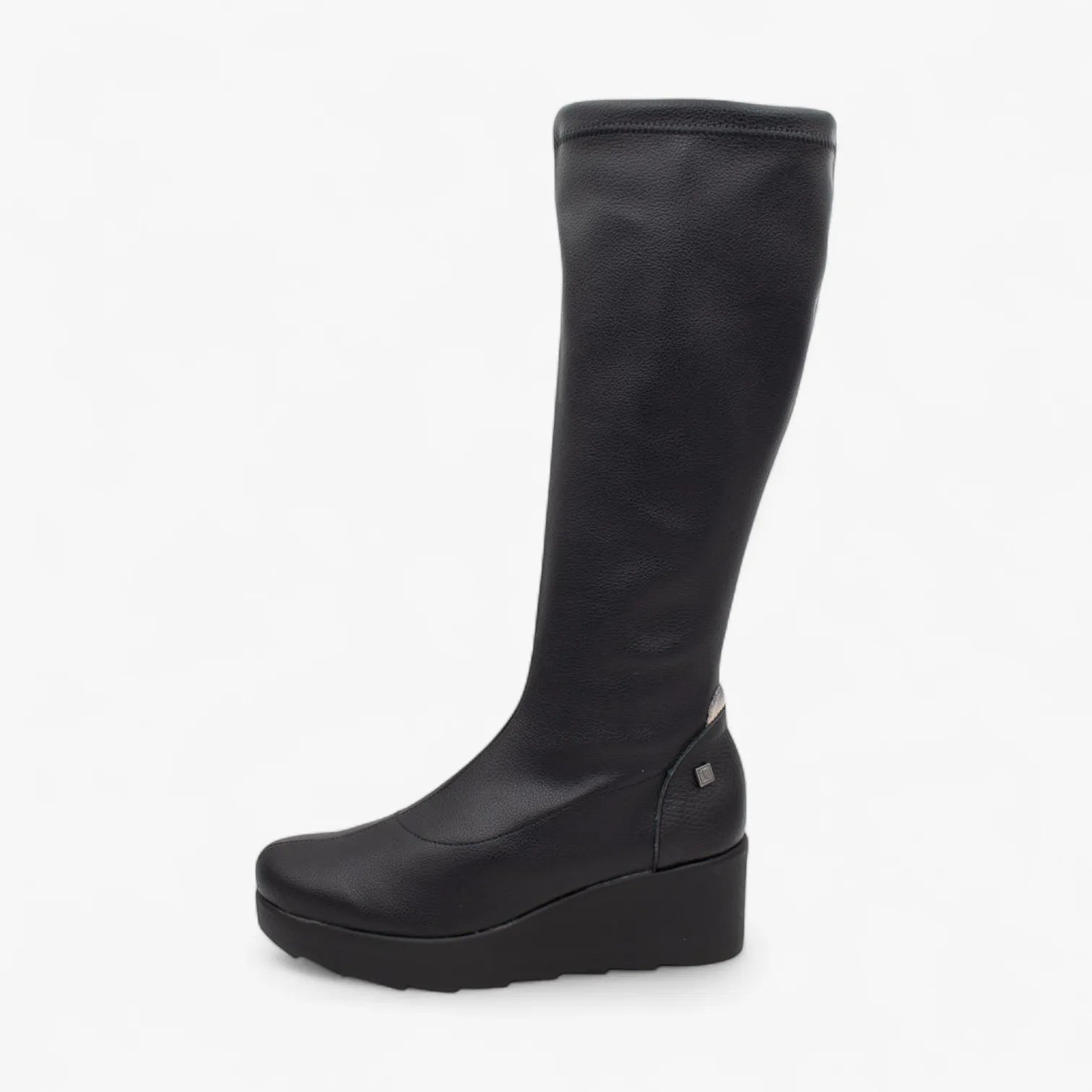 Jose Saenz 6428 Negro-Beige Knee-High Wedge Boots - Leavys Shoes