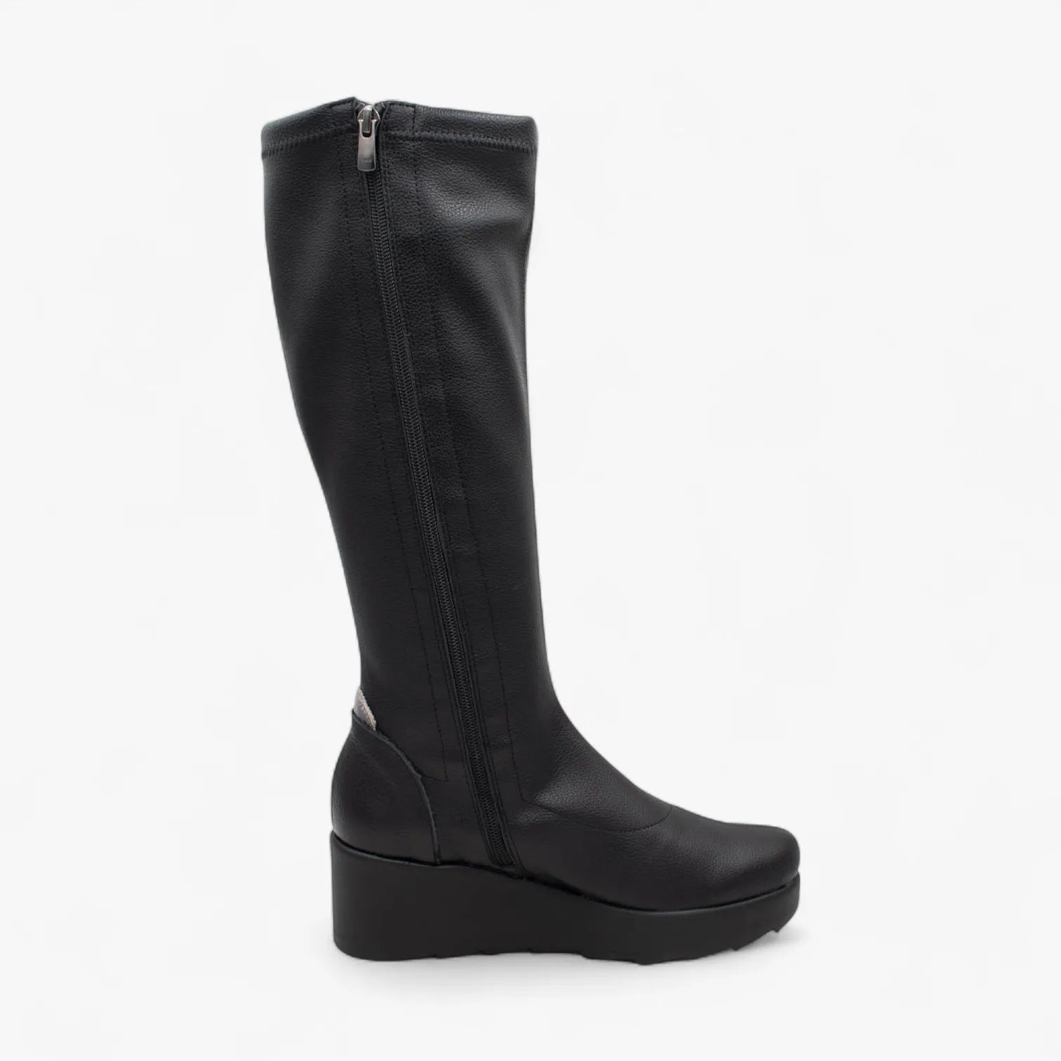 Jose Saenz 6428 Negro-Beige Knee-High Wedge Boots - Leavys Shoes