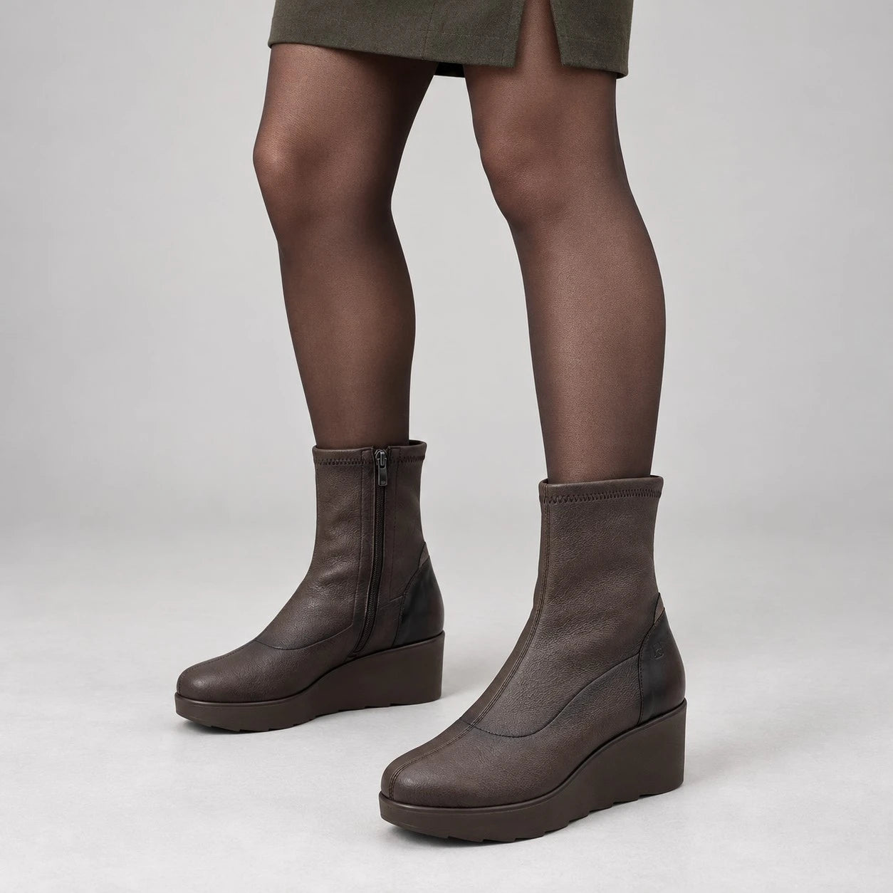 Jose Saenz Nieves Chocolate Brown Stretch Wedge Ankle Boots