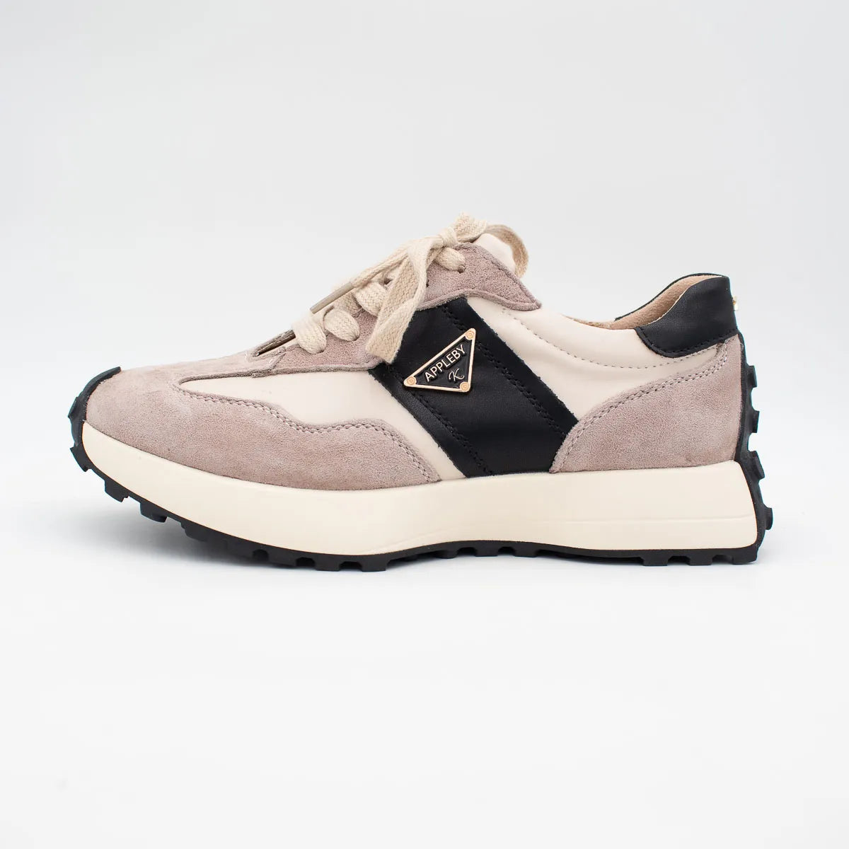 Kate Appleby Caithness Beige & Black Retro Trainers
