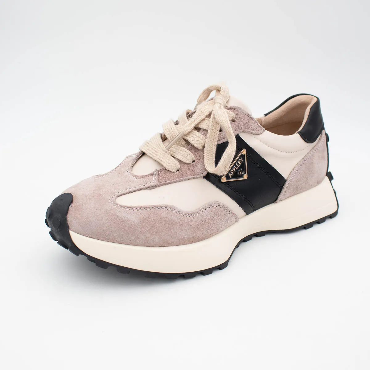 Kate Appleby Caithness Beige & Black Retro Trainers