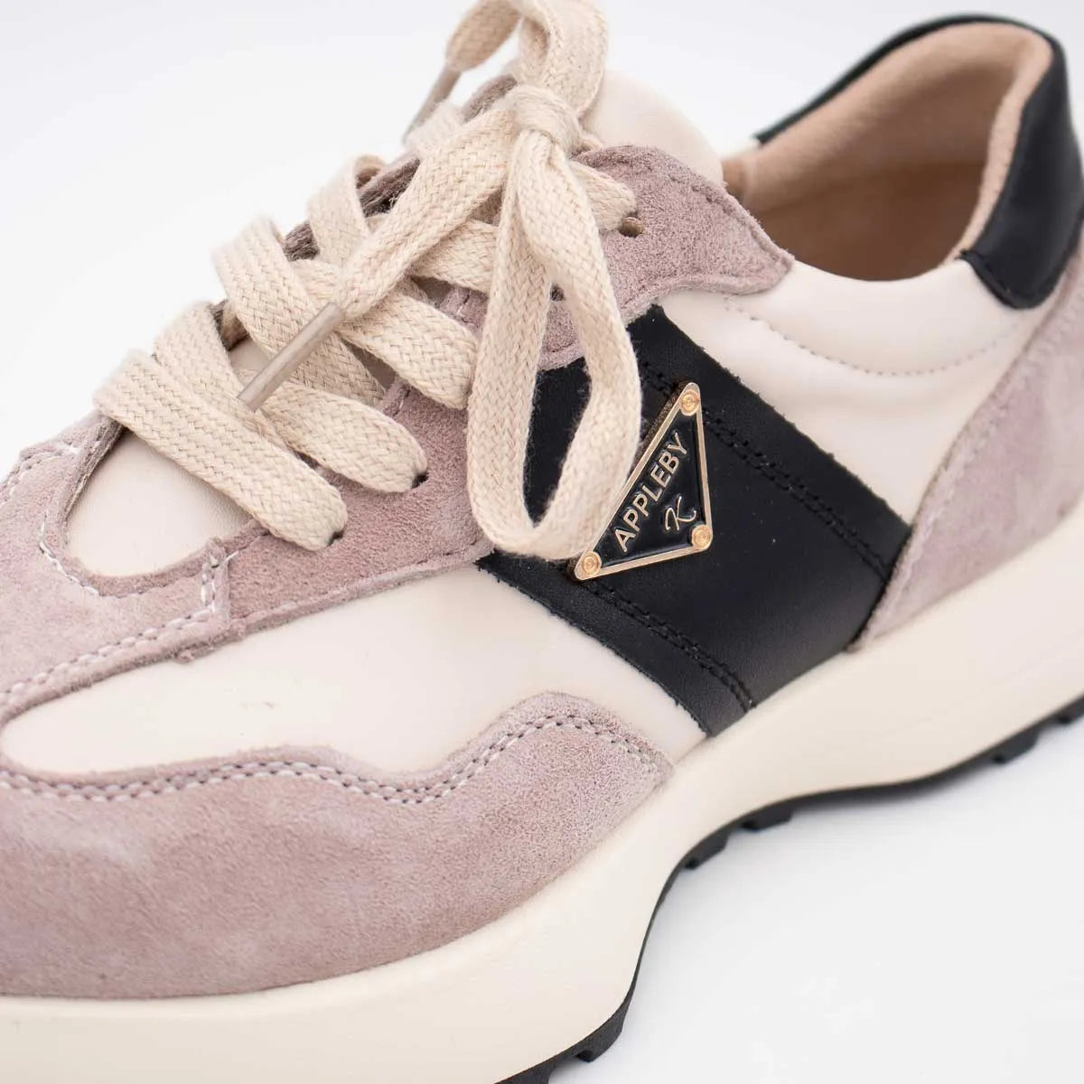 Kate Appleby Caithness Beige & Black Retro Trainers - Leavys Shoes
