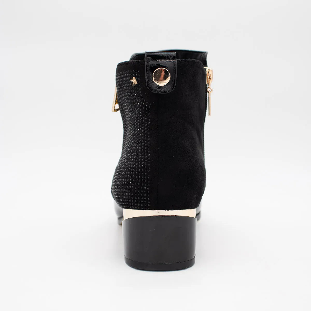 Kate Appleby Forfar Schwarz Patent Ankle Boots with Gold Zip - Leavys Shoes