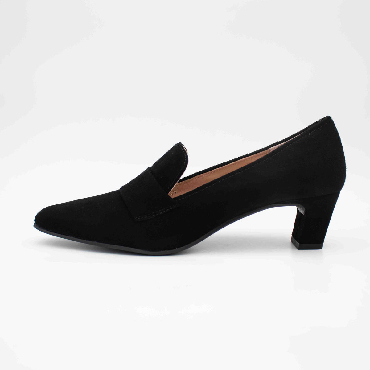 Unisa Kazka Black Suede Leather Square Toe Court Shoes