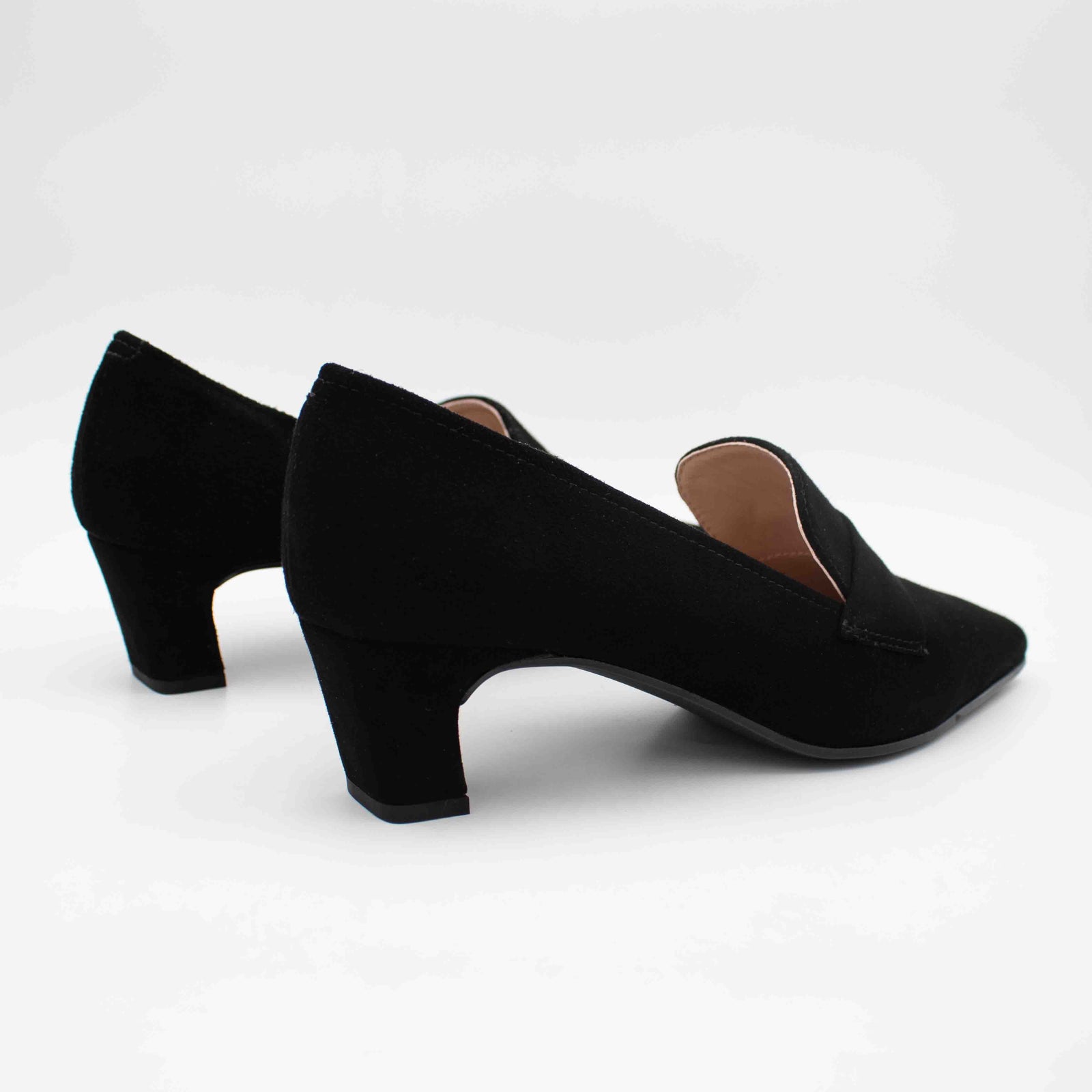 Unisa Kazka Black Suede Leather Square Toe Court Shoes