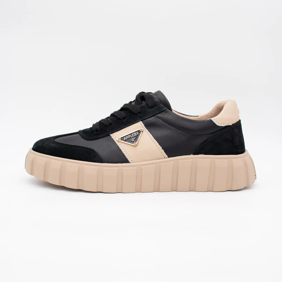 Kate Appleby SEVERN Black Leather Trainers - Leavys Shoes