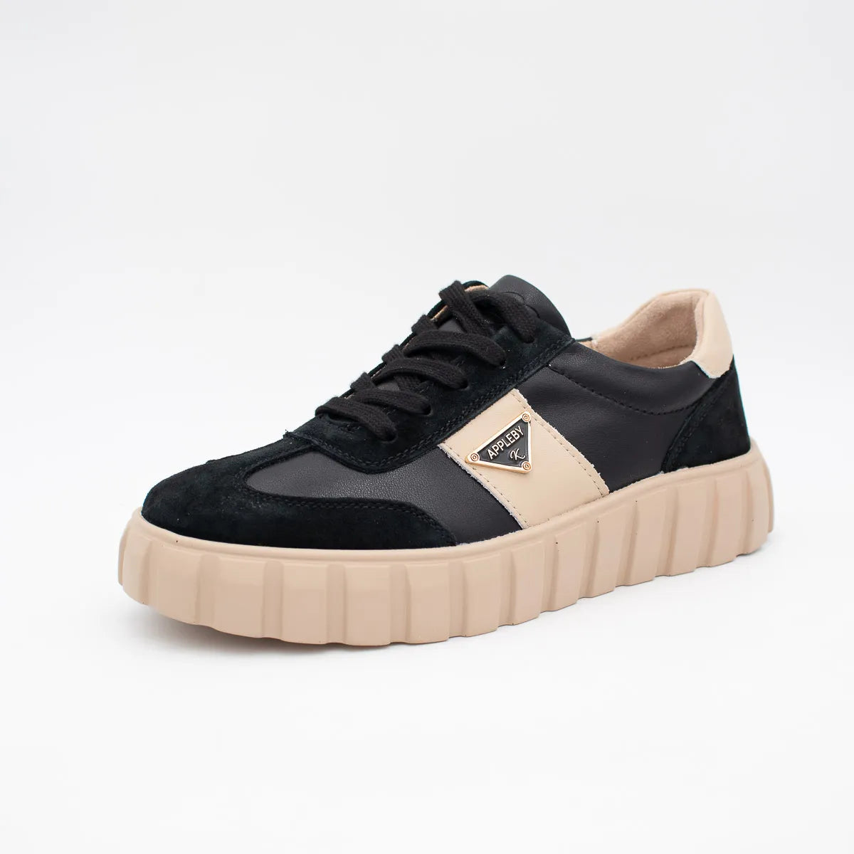 Kate Appleby SEVERN Black Leather Trainers - Leavys Shoes