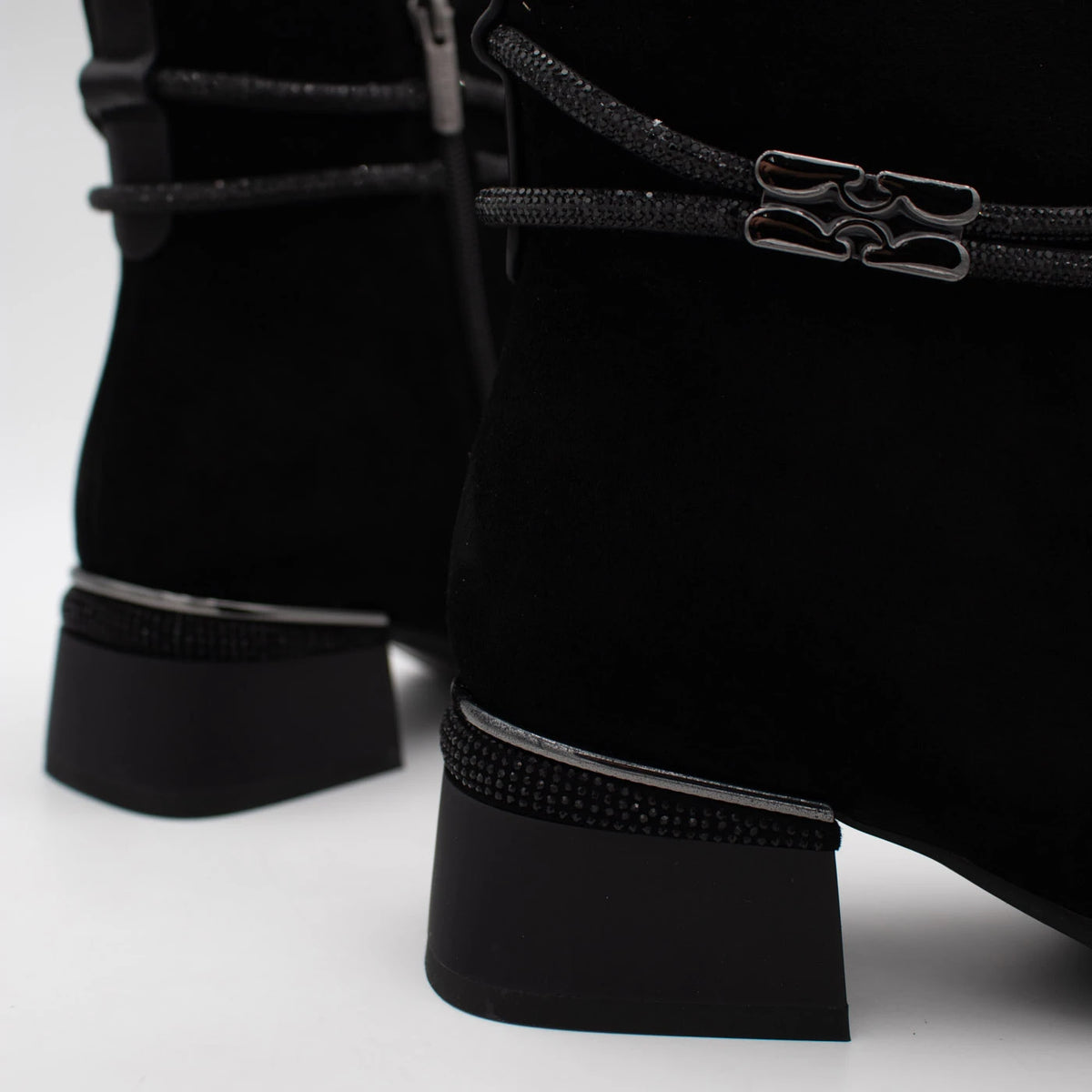 Loretta Vitale Black Suede Embellished Ankle Boots