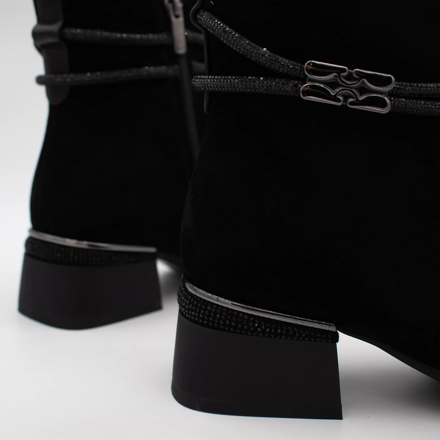 Loretta Vitale Black Suede Embellished Ankle Boots