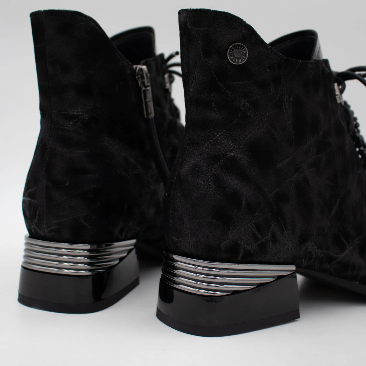Loretta Vitale Black Printed Leather Ankle Boots