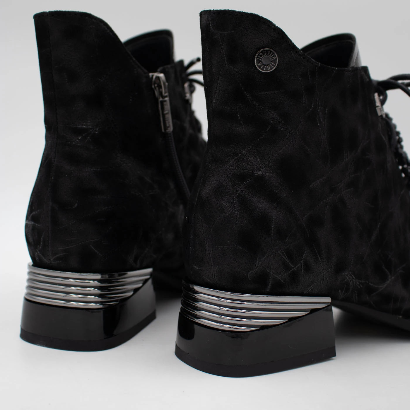 Loretta Vitale Black Printed Leather Ankle Boots